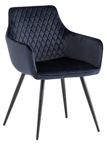 Finlay Velvet Fabric Dining Armchair In Deep Blue