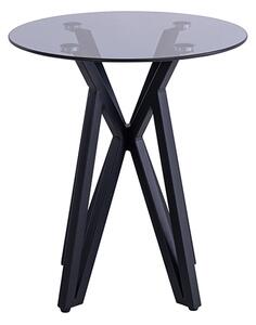 Liam Grey Tinted Glass End Table With Black Metal Legs