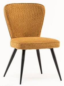 Finn Boucle Fabric Dining Chair In Mustard