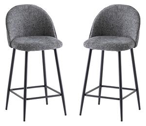 Rayya Graphite Fabric Counter Bar Stools In Pair