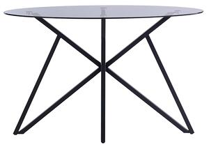 Liam Grey Tinted Glass Console Table With Black Metal Legs