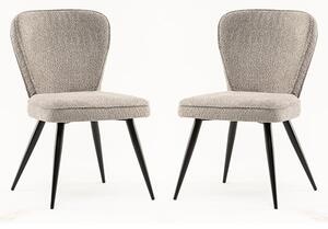 Finn Grey Boucle Fabric Dining Chairs In Pair