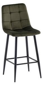 Belva Velvet Fabric Counter Bar Stool In Juniper Green