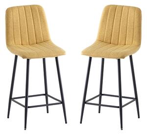 Lillie Yellow Fabric Counter Bar Stools In Pair