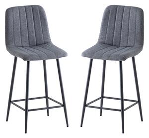 Lillie Grey Fabric Counter Bar Stools In Pair