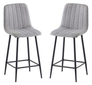 Lillie Silver Fabric Counter Bar Stools In Pair