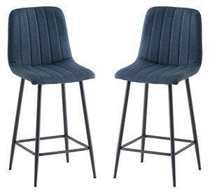 Lillie Blue Fabric Counter Bar Stools In Pair