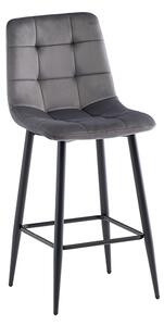 Belva Velvet Fabric Counter Bar Stool In Grey