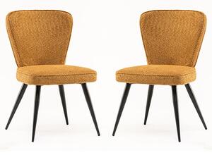 Finn Mustard Boucle Fabric Dining Chairs In Pair