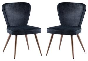 Finn Black Velvet Fabric Dining Chairs In Pair