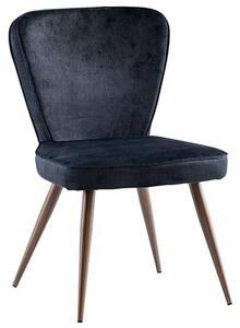 Finn Velvet Fabric Dining Chair In Black