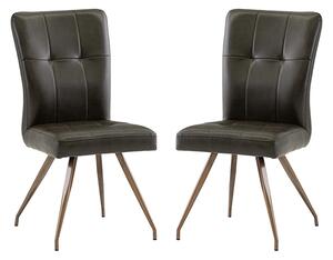 Kalista Dark Brown Faux Leather Dining Chairs In Pair