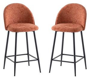 Rayya Rust Fabric Counter Bar Stools In Pair