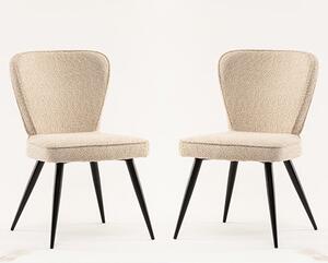 Finn Linen Boucle Fabric Dining Chairs In Pair