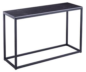 Olivia Sintered Stone Console Table In Mooney Black