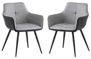 Stella Silver Grey Fabric Dining Armchairs In Pair