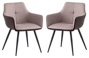 Stella Stone Fabric Dining Armchairs In Pair