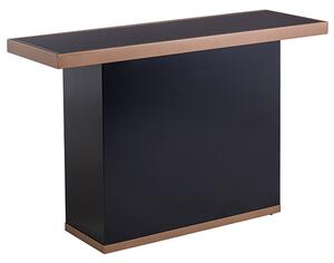 Tavor Black Glass Console Table In Brushed Brass