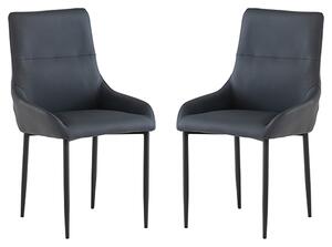 Rissa Blue Faux Leather Dining Chairs With Black Legs In Pair