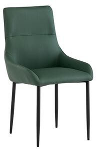 Rissa Faux Leather Dining Chair In Green With Black Legs