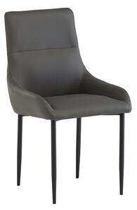 Rissa Faux Leather Dining Chair In Dark Grey With Black Legs