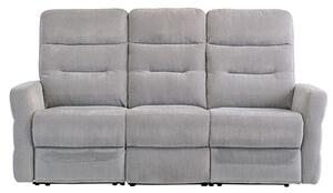 Mila Fabric Electric Recliner 3 Seater Sofa In Silver Grey