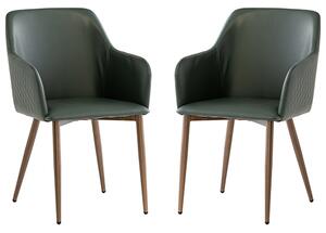 Ralph Dark Green Faux Leather Dining Chairs In Pair