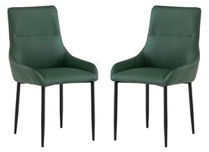 Rissa Green Faux Leather Dining Chairs With Black Legs In Pair