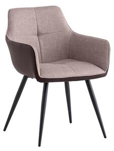 Stella Fabric Dining Armchair In Stone With Black Legs