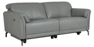 Nellie Leather Electric Recliner 3 Seater Sofa In Steel