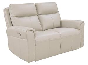 Raivis Leather Electric Recliner 2 Seater Sofa In Stone