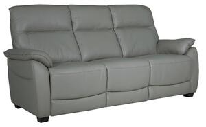 Neci Leather Fixed 3 Seater Sofa In Steel