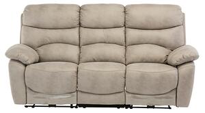 Leo Fabric Electric Recliner 3 Seater Sofa In Natural