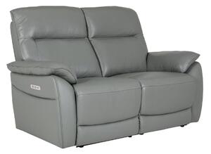 Neci Leather Electric Recliner 2 Seater Sofa In Steel