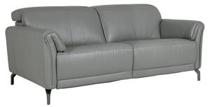 Nellie Leather Fixed 3 Seater Sofa In Steel