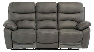 Leo Fabric Electric Recliner 3 Seater Sofa In Grey