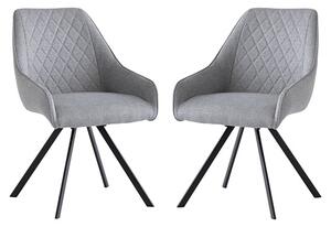 Valko Silver Grey Fabric Dining Chairs Swivel In Pair