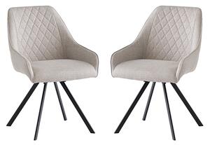 Valko Stone Fabric Dining Chairs Swivel In Pair