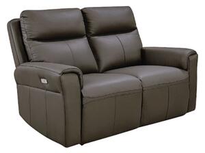 Raivis Leather Electric Recliner 2 Seater Sofa In Ash