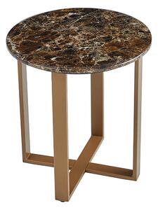 Satria Crystal Stone End Table Round In Sienna