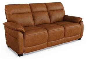 Neci Leather Fixed 3 Seater Sofa In Tan