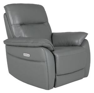 Neci Leather Electric Recliner Armchair In Steel