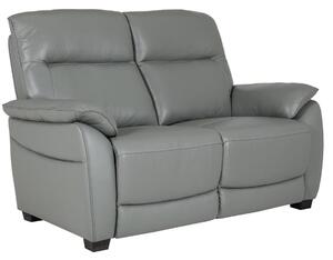 Neci Leather Fixed 2 Seater Sofa In Steel