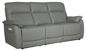 Neci Leather Electric Recliner 3 Seater Sofa In Steel