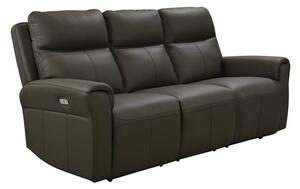 Raivis Leather Electric Recliner 3 Seater Sofa In Ash