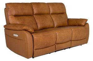 Neci Leather Electric Recliner 3 Seater Sofa In Tan