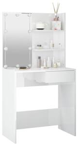 Baina High Gloss Dressing Table In White With LED Lights