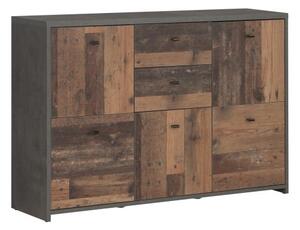 Beile Sideboard 5 Doors 2 Drawers In Dark Grey And Concrete