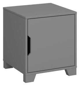 Luna Wooden Bedside Cabinet With 1 Door In Folkestone Grey