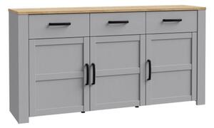 Belgin Sideboard 3 Doors 3 Drawers In Riviera Oak Grey Oak